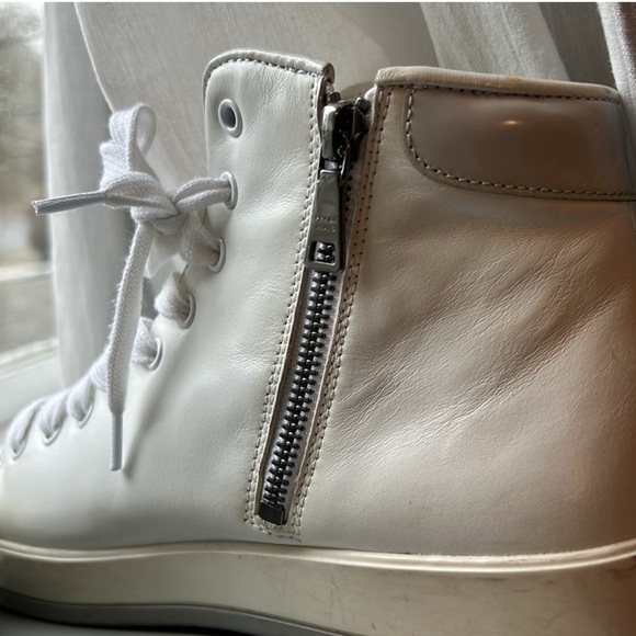 Prada white leather high top tennis shoes size 40.5 - Picture 14 of 15